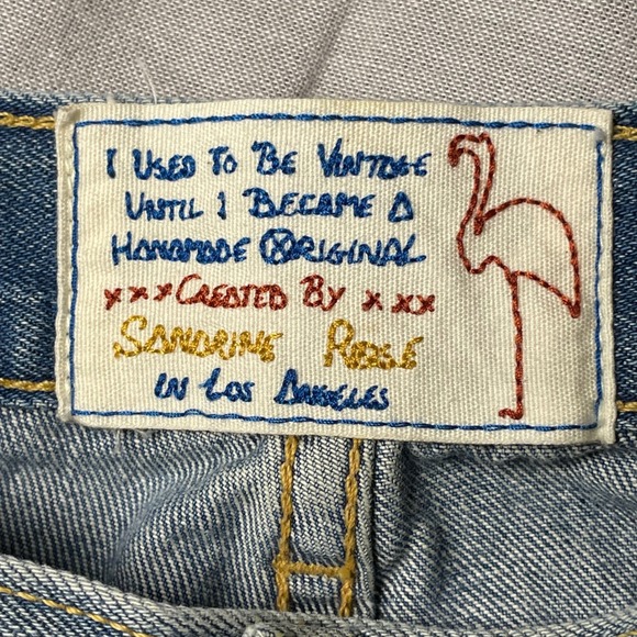 Sandrine Rose Upcycled Vintage Jeans Women's 29 Embroidered Hummingbird USA - Picture 8 of 16